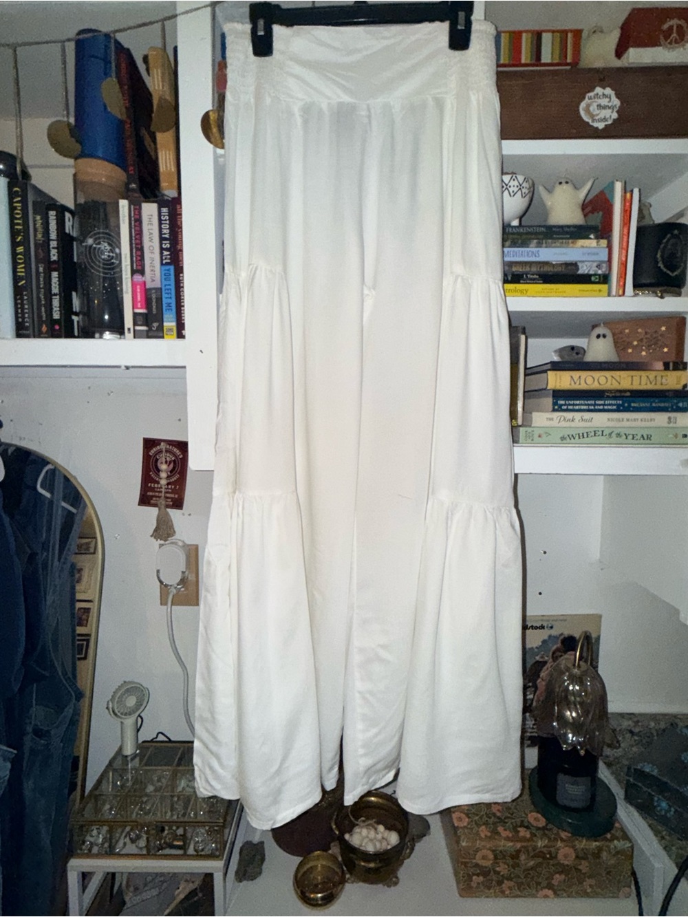 Angie Cream Tiered Wide-Leg Jumpsuit Pants